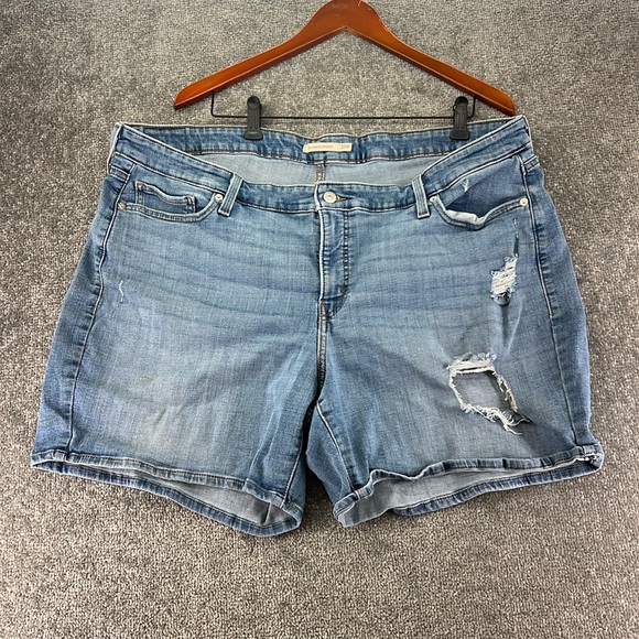 Levi's Pants - Levis Blue Jean Shorts Mid Length Distressed Womens 22W